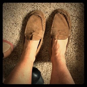 Tan suede loafers